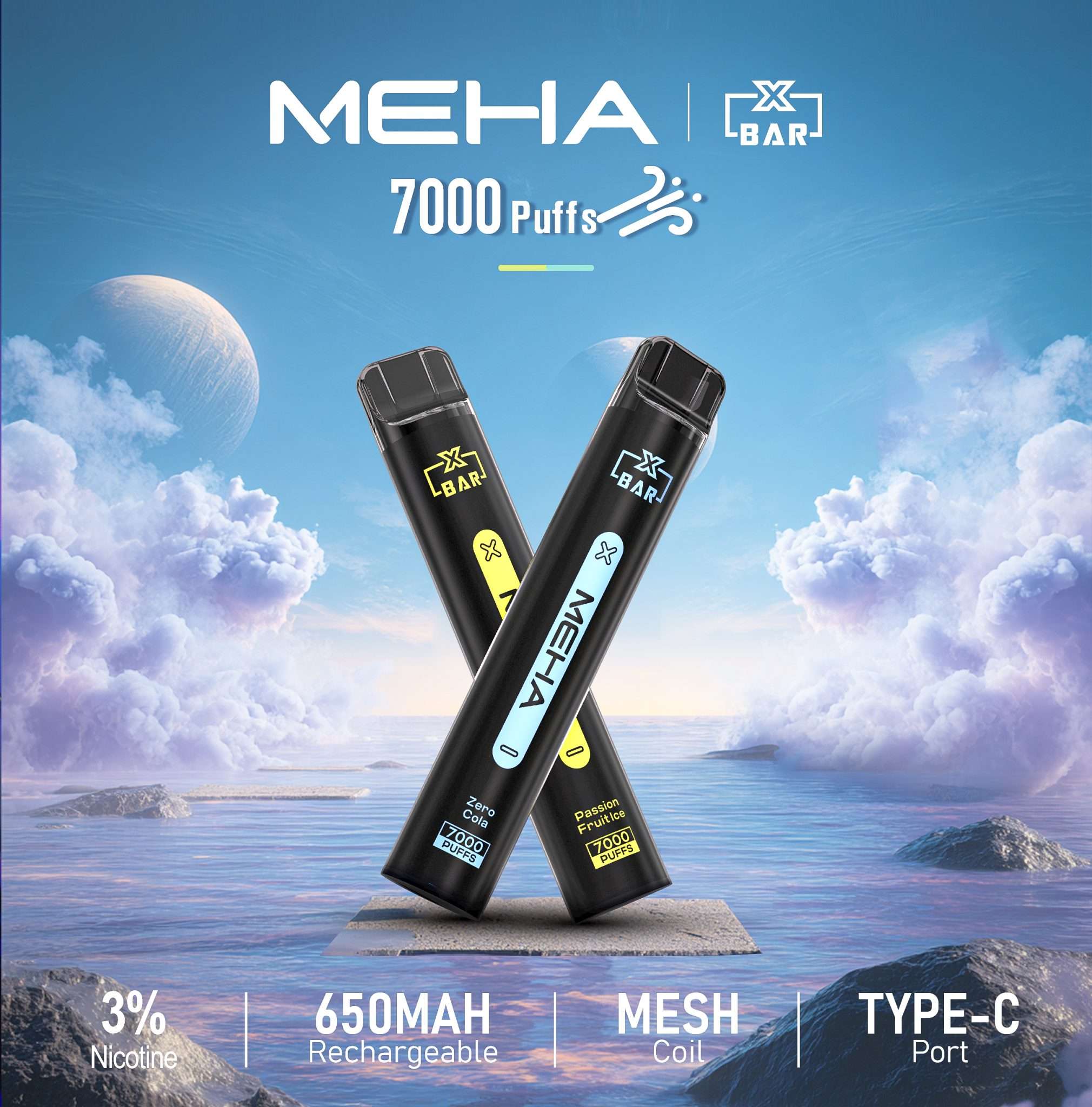 compressed_MEHA-XBA.jpg Meha Xbar魅嗨小黑條7000口拋棄式一次性電子煙 | 大容量續航 | 16種口味:圖片 1