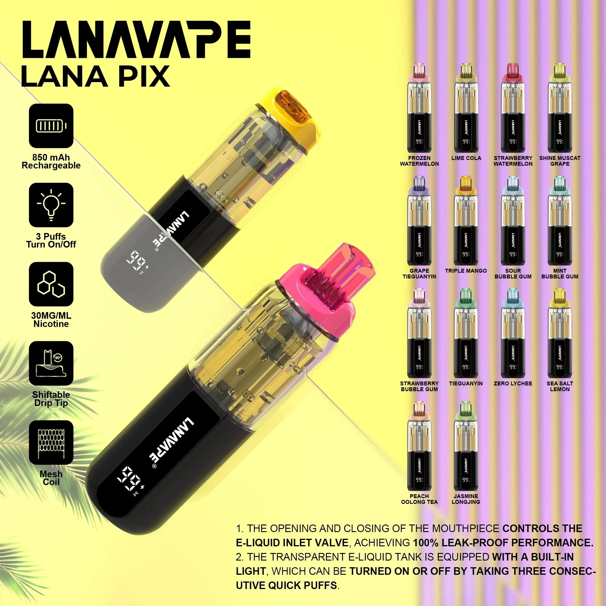 lana-pix-20000-puffs-商品規格及口味展示-1.webp LANA PIX 閃光彈 20000口:首創油芯分離黑科技,定義一次性主機天花板:圖片 1